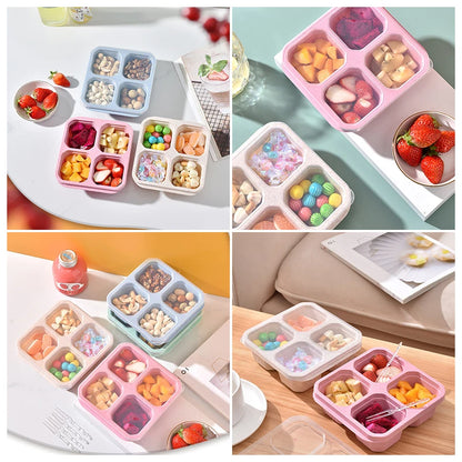 Set van Vier Transparante Lunchboxen met Droogfruitdozen en Geïsoleerde Bewaardozen